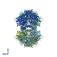 PDB entry 5yzn coloured by chain, side view.