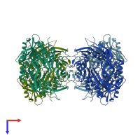 PDB entry 5yzn coloured by chain, top view.