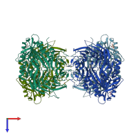 PDB entry 5yzo coloured by chain, top view.