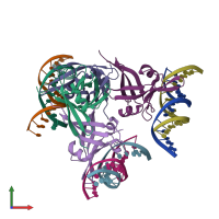 PDB entry 5z00 coloured by chain, front view.