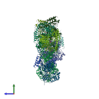 PDB entry 5z0q coloured by chain, side view.