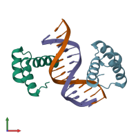 PDB entry 5z2t coloured by chain, front view.