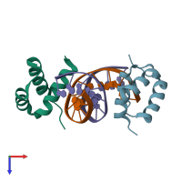 PDB entry 5z2t coloured by chain, top view.