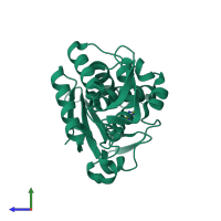 PDB entry 5z3i coloured by chain, side view.