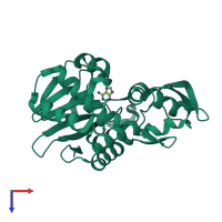 PDB entry 5z3i coloured by chain, top view.