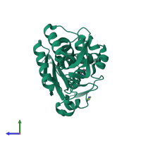PDB entry 5z3j coloured by chain, side view.