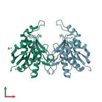 PDB entry 5z48 coloured by chain, front view.