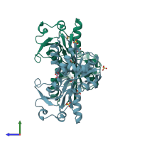 PDB entry 5z50 coloured by chain, side view.