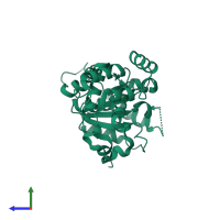 PDB entry 5z6q coloured by chain, side view.