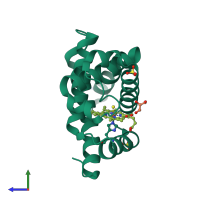 PDB entry 5z7f coloured by chain, side view.