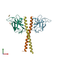 PDB entry 5z7g coloured by chain, front view.