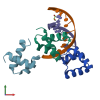 PDB entry 5z7i coloured by chain, front view.