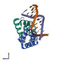 PDB entry 5z7i coloured by chain, side view.