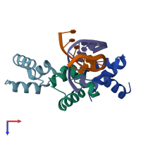 PDB entry 5z7i coloured by chain, top view.