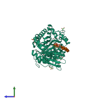 PDB entry 5z7m coloured by chain, side view.