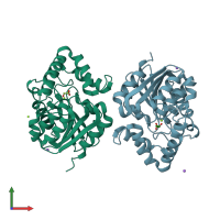 PDB entry 5z7w coloured by chain, front view.