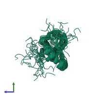 PDB entry 5z8i coloured by chain, ensemble of 20 models, side view.