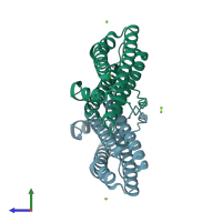 PDB entry 5z8u coloured by chain, side view.
