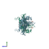 PDB entry 5z9e coloured by chain, side view.