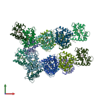 PDB entry 5zab coloured by chain, front view.