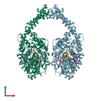 PDB entry 5zad coloured by chain, front view.