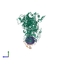 PDB entry 5zal coloured by chain, side view.