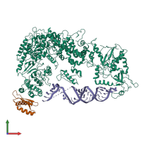 PDB entry 5zam coloured by chain, front view.