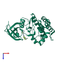 PDB entry 5zan coloured by chain, top view.