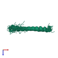 PDB entry 5zaz coloured by chain, ensemble of 20 models, top view.