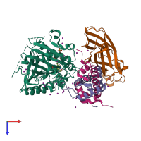 PDB entry 5zba coloured by chain, top view.