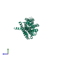 PDB entry 5zbh coloured by chain, side view.