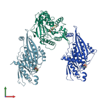 PDB entry 5zbs coloured by chain, front view.