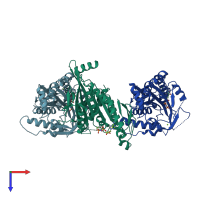 PDB entry 5zbs coloured by chain, top view.