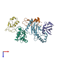 PDB entry 5zbu coloured by chain, top view.