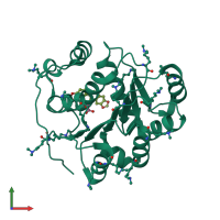PDB entry 5zbz coloured by chain, front view.