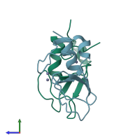 PDB entry 5zc4 coloured by chain, side view.