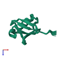 PDB entry 5zd0 coloured by chain, ensemble of 20 models, top view.