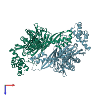PDB entry 5zf6 coloured by chain, top view.