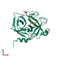 PDB entry 5zfi coloured by chain, front view.
