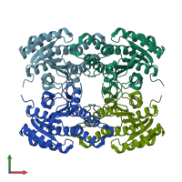 PDB entry 5zfm coloured by chain, front view.