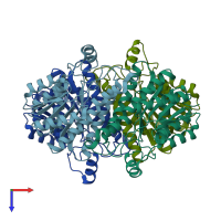 PDB entry 5zfm coloured by chain, top view.