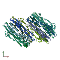PDB entry 5zfp coloured by chain, front view.