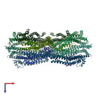 PDB entry 5zfp coloured by chain, top view.