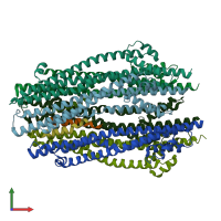PDB entry 5zfu coloured by chain, front view.