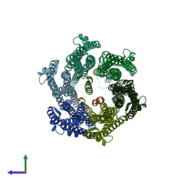 PDB entry 5zfu coloured by chain, side view.
