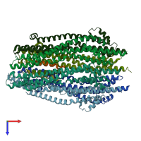 PDB entry 5zfu coloured by chain, top view.