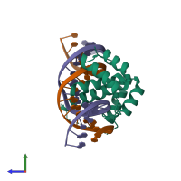 PDB entry 5zfw coloured by chain, side view.