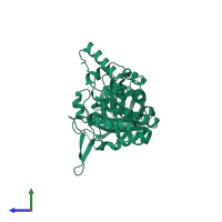 PDB entry 5zg8 coloured by chain, side view.