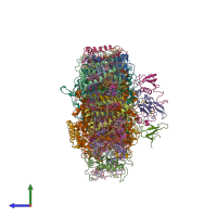 PDB entry 5zgb coloured by chain, side view.