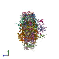 PDB entry 5zgb coloured by chain, side view.